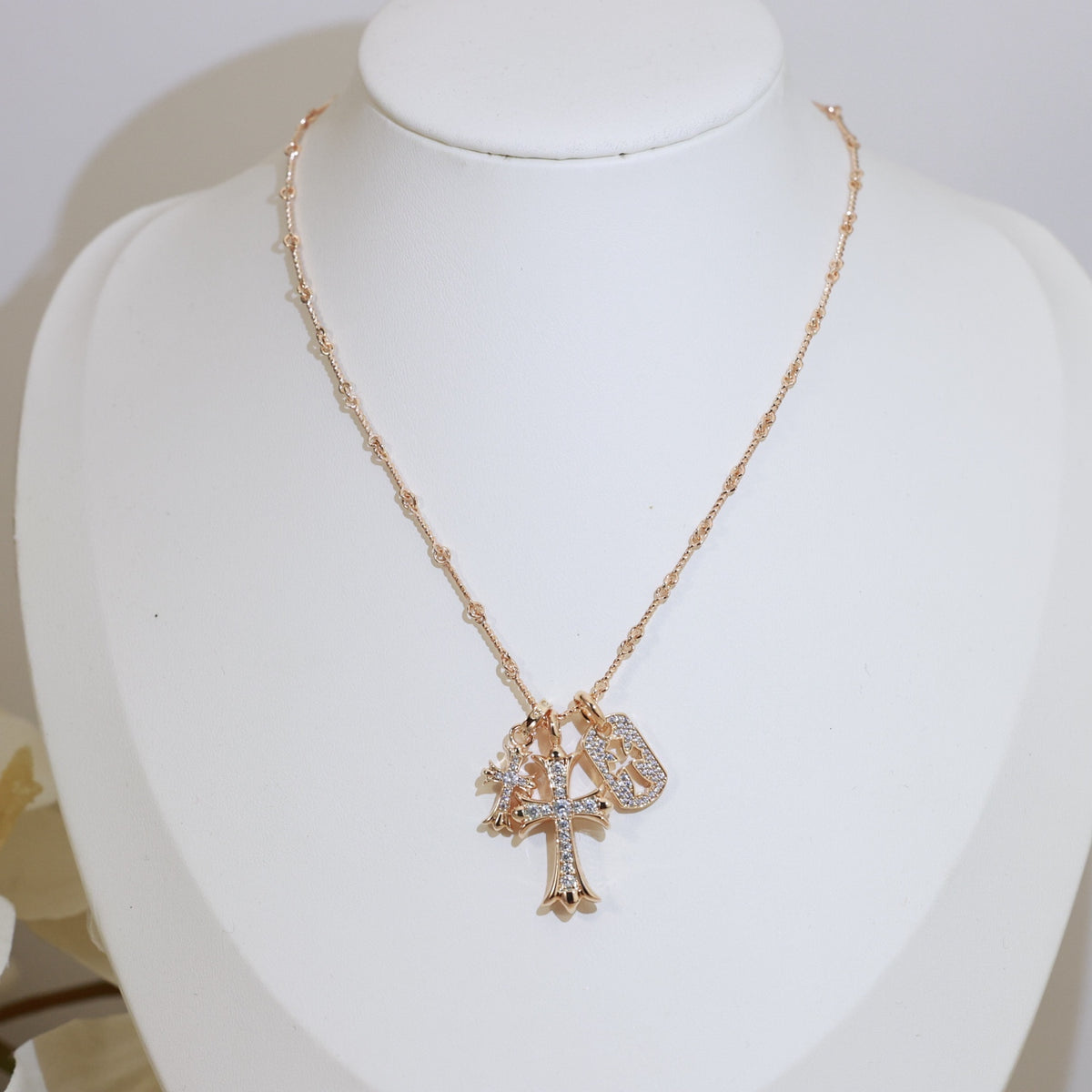 Chrome Hearts Gold-Tone Layered Cross Charm Necklace - album image 6