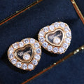 Chanel Antique Gold-Tone Rose Rose Gold-Tone Heart Crystal Accent Stud Earrings - album image 1
