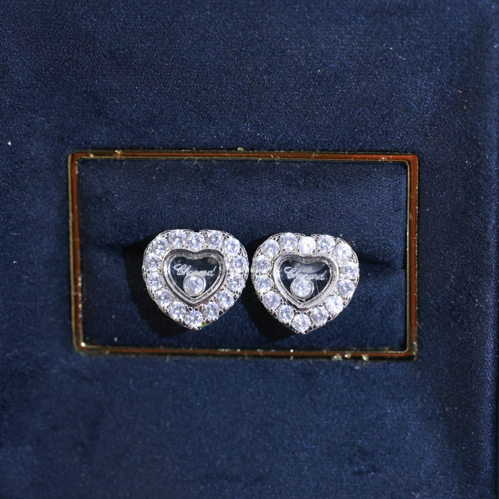 Chanel Antique Gold-Tone Rose Rose Gold-Tone Heart Crystal Accent Stud Earrings - album image 4