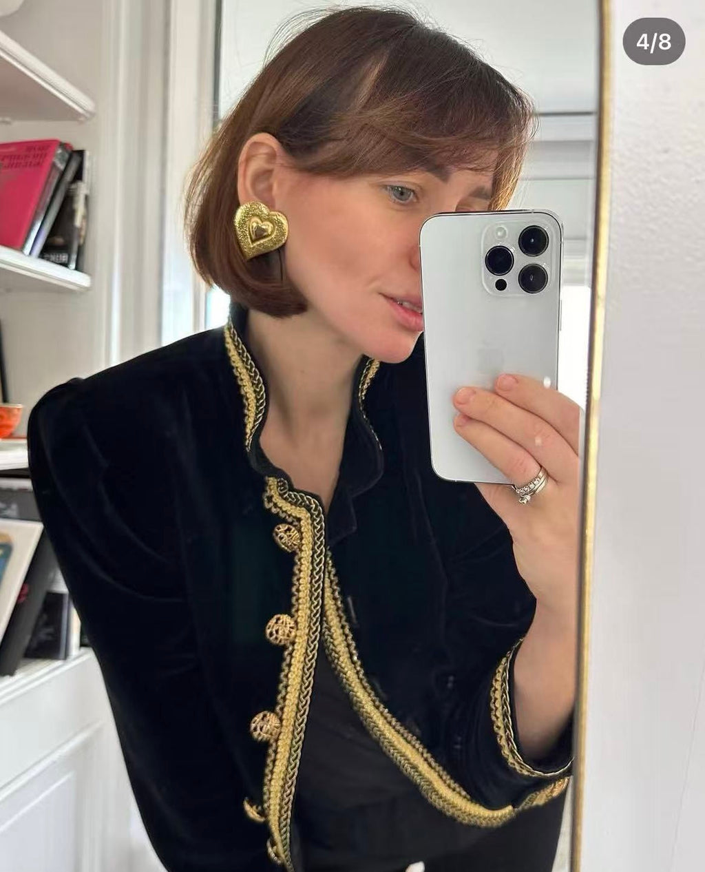 Saint Laurent Gold-Tone Textured Heart Earrings - album image 9