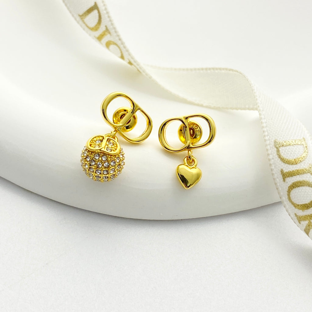 Dior Asymmetric CD Heart and Crystal-Ball Earrings - product image 2