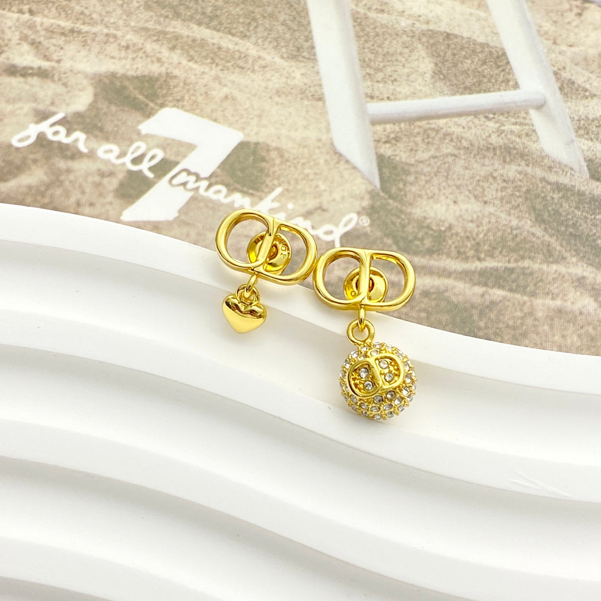 Dior Asymmetric CD Heart and Crystal-Ball Earrings - product image 5