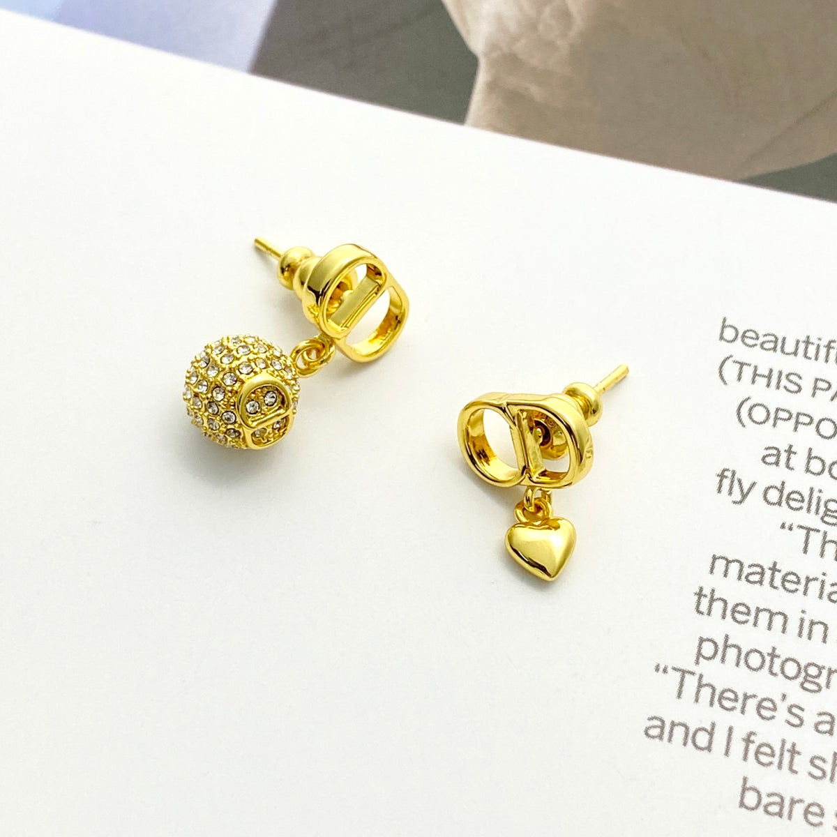 Dior Asymmetric CD Heart and Crystal-Ball Earrings - product image 1