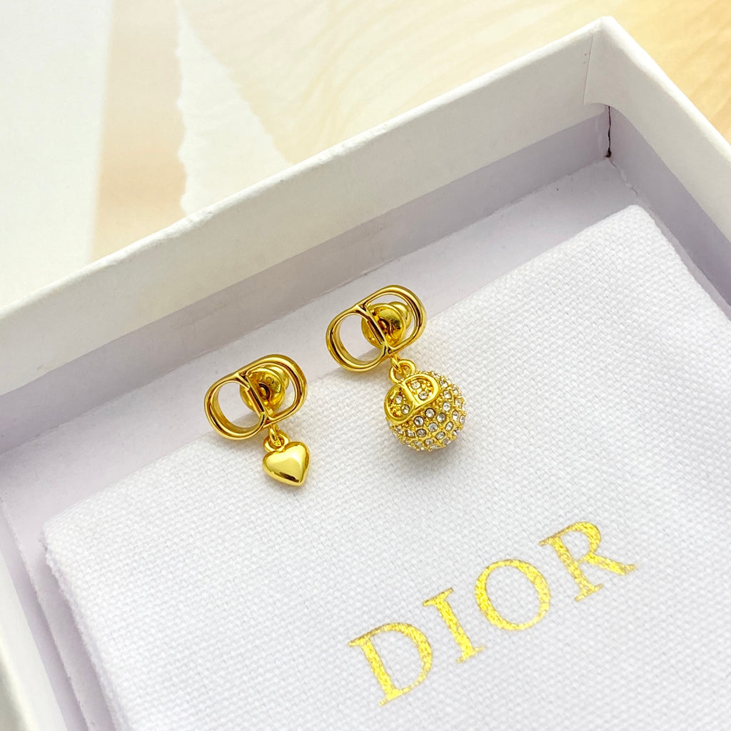 Dior Asymmetric CD Heart and Crystal-Ball Earrings - product image 7