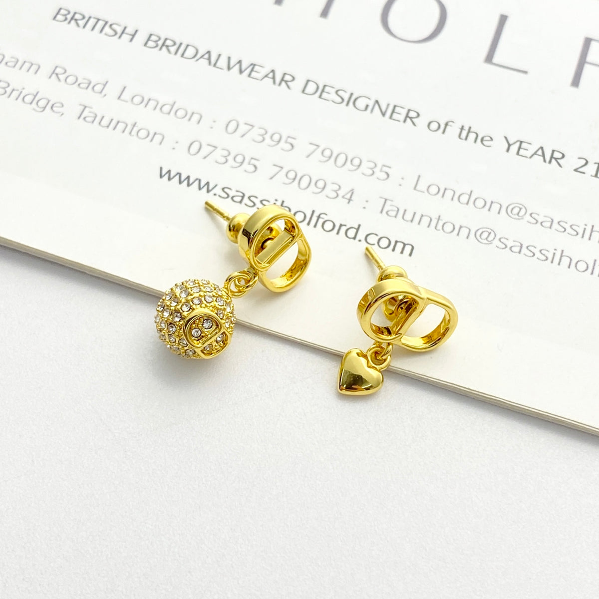 Dior Asymmetric CD Heart and Crystal-Ball Earrings - product image 4