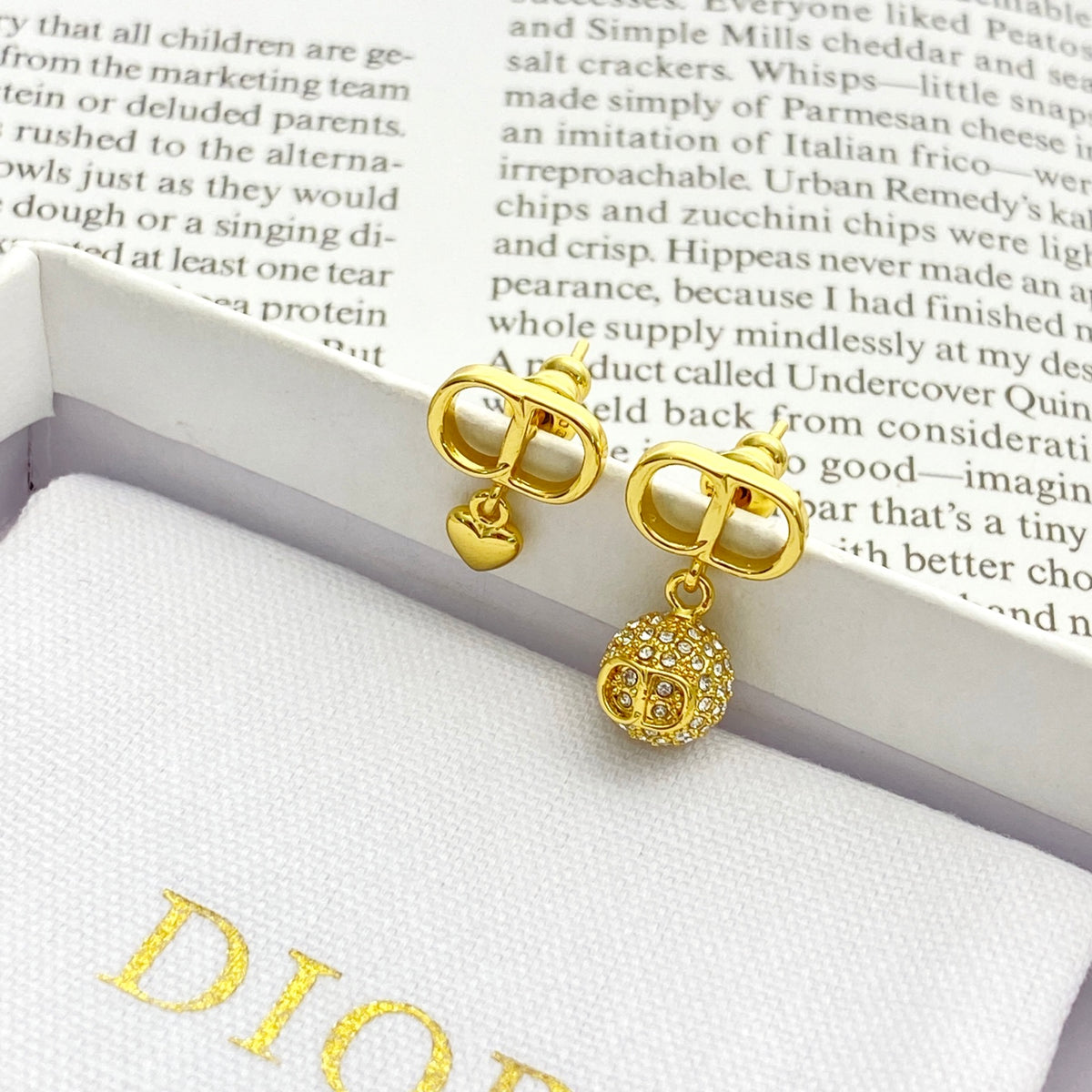 Dior Asymmetric CD Heart and Crystal-Ball Earrings - product image 3
