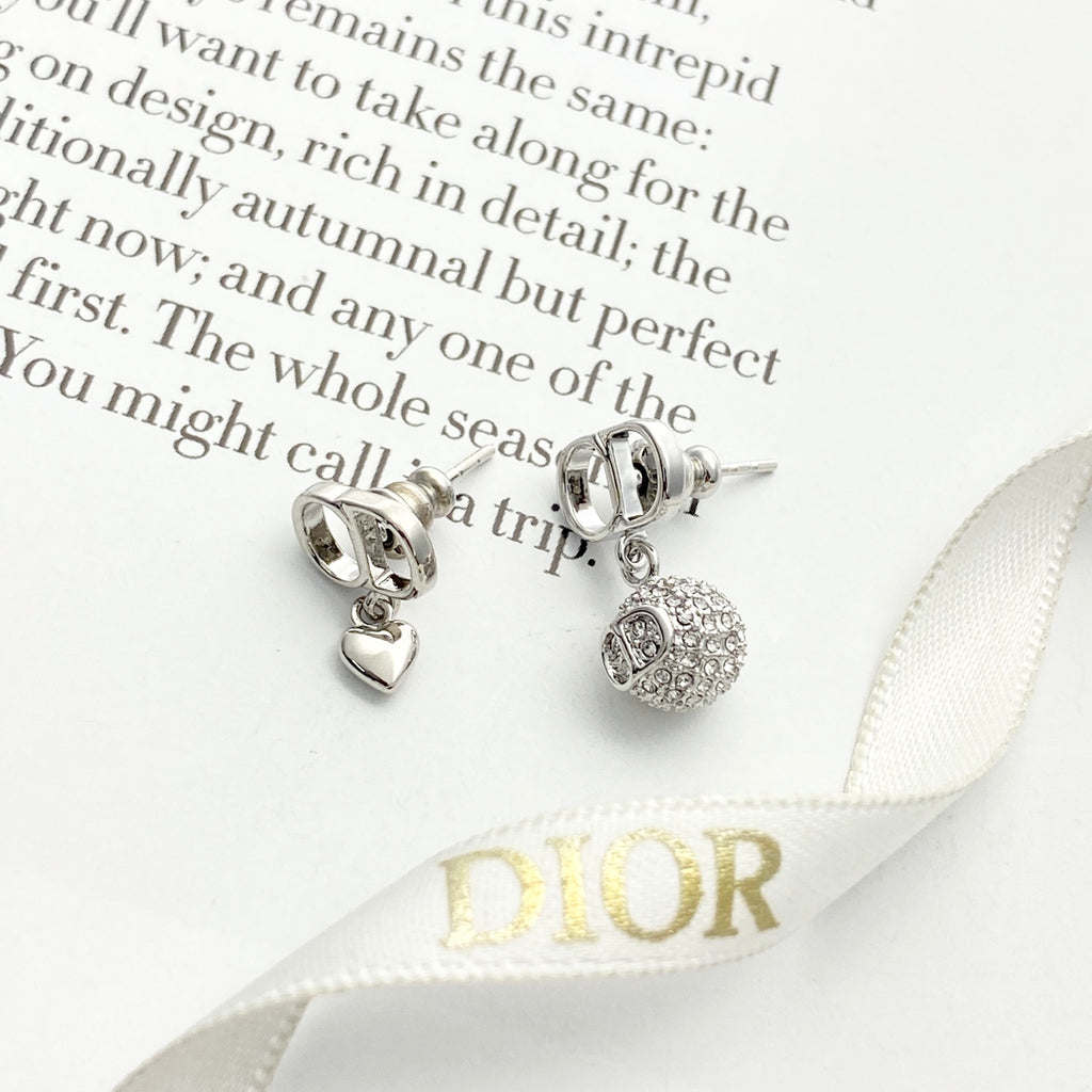 Dior Asymmetric CD Heart and Crystal-Ball Earrings - product image 15