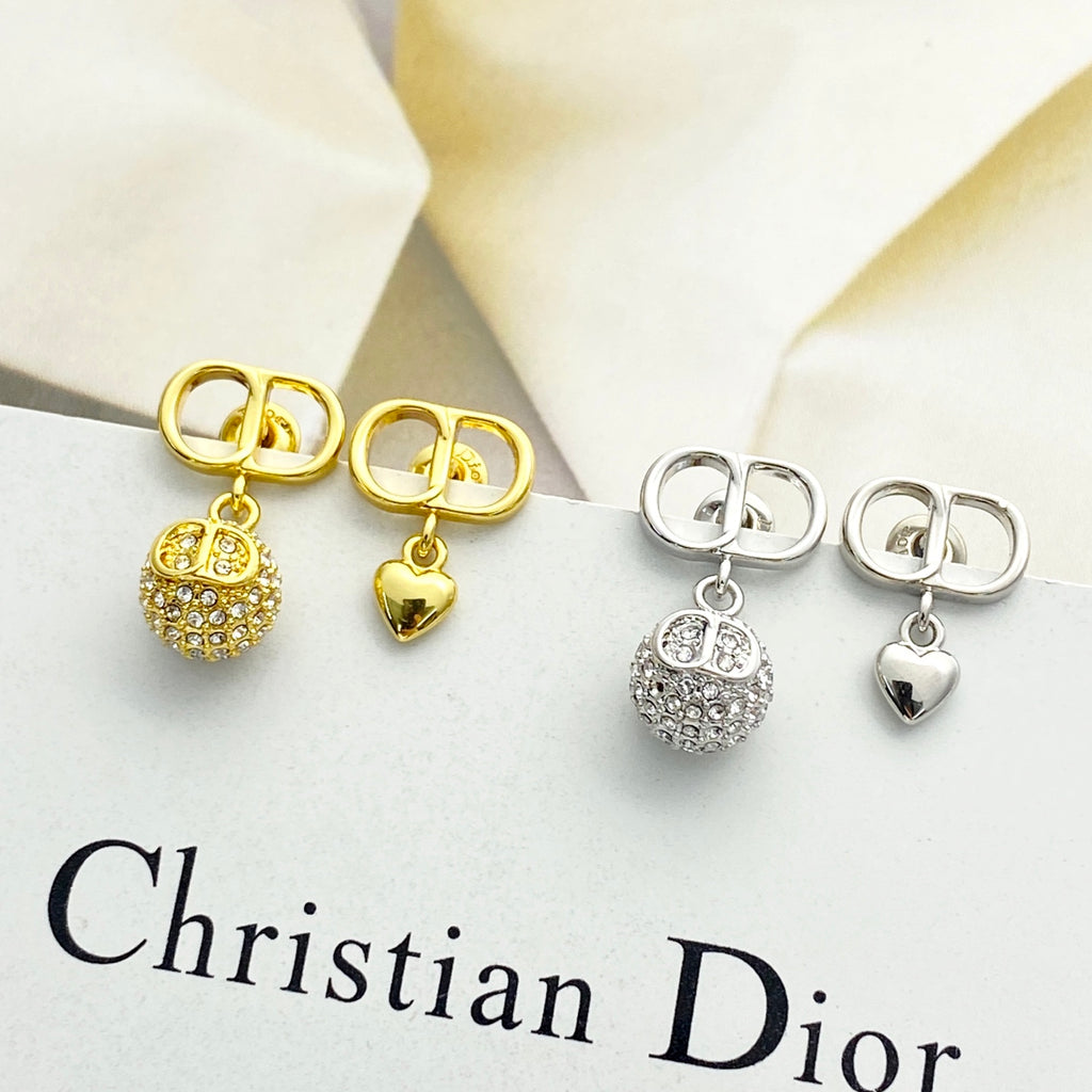 Dior Asymmetric CD Heart and Crystal-Ball Earrings - product image 16