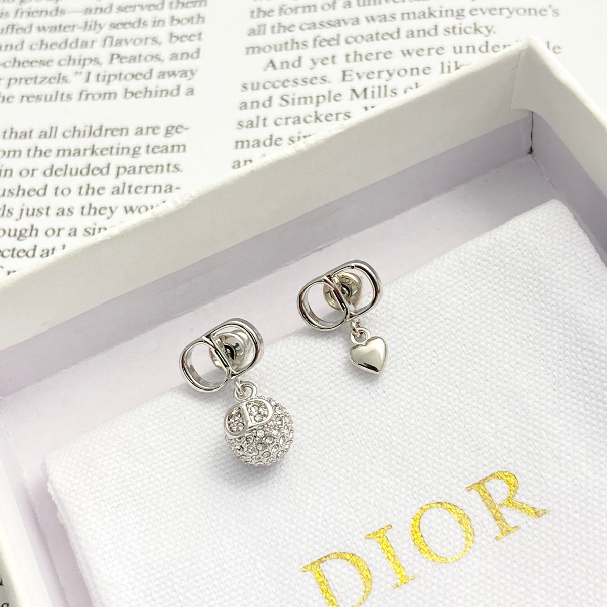 Dior Asymmetric CD Heart and Crystal-Ball Earrings - product image 12
