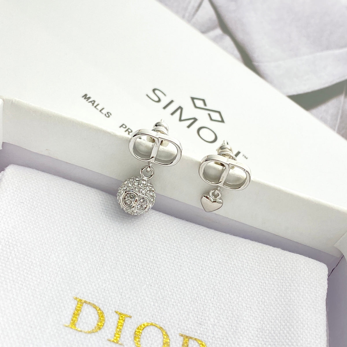 Dior Asymmetric CD Heart and Crystal-Ball Earrings - product image 13