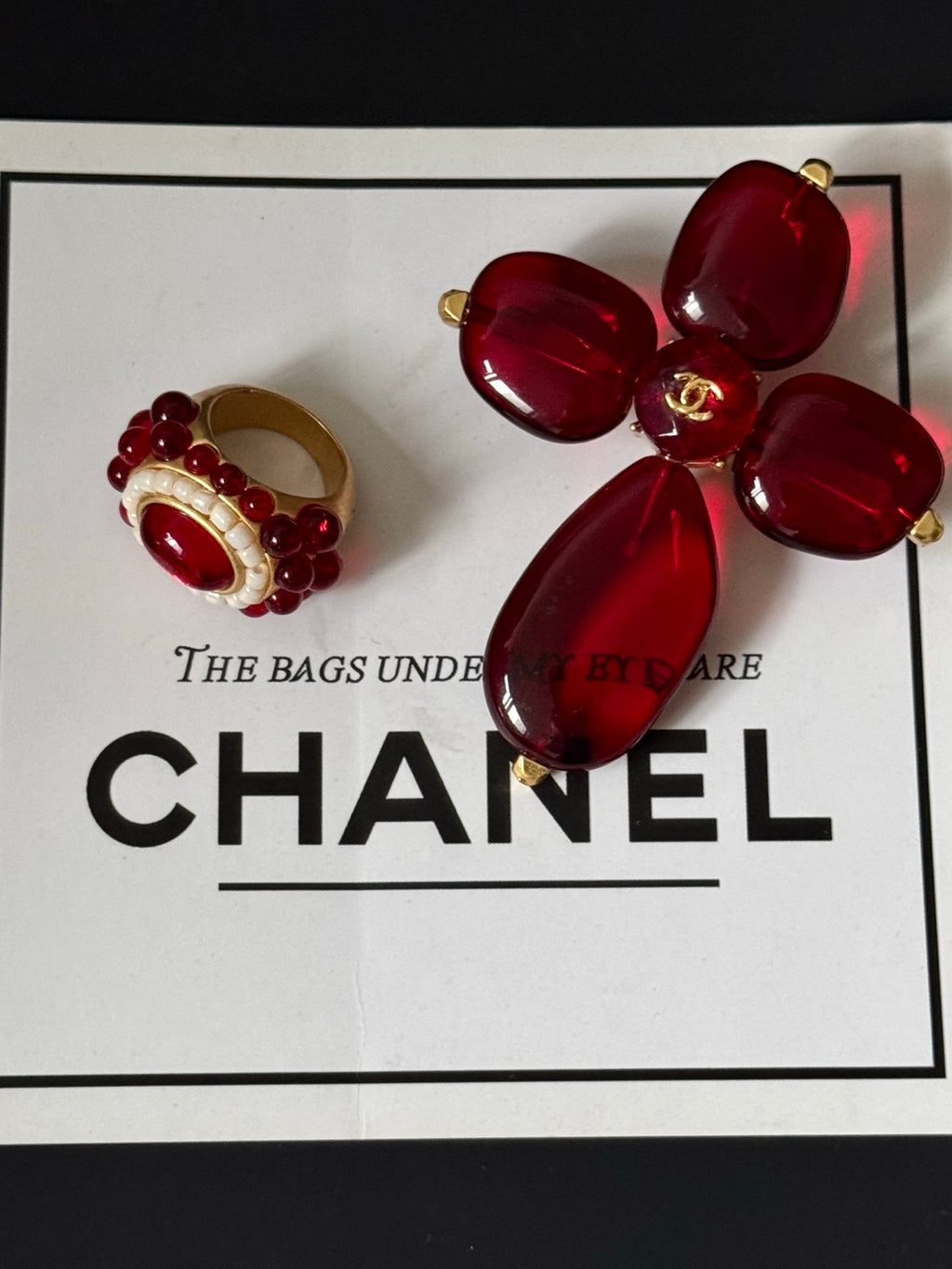 Chanel Red Oval Stone Brooch and Ring Options - album image 1