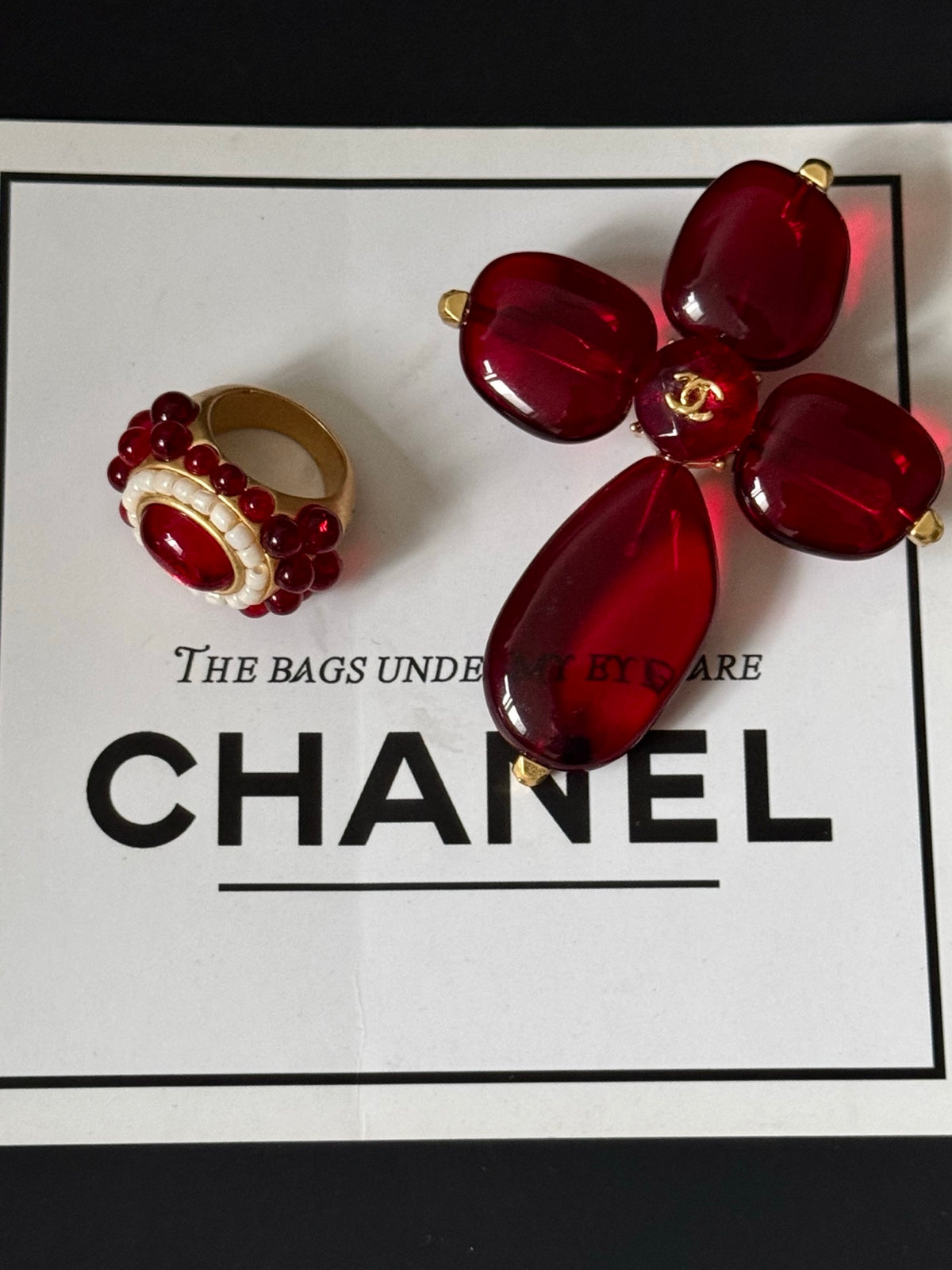 Chanel Red Oval Stone Brooch and Ring Options - album image 1