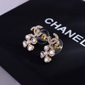 Chanel Flower and Pearl Open Hoop Earrings - album image 1