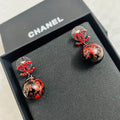 Chanel CC and Red Marbled Sphere Drop Earrings - album image 1