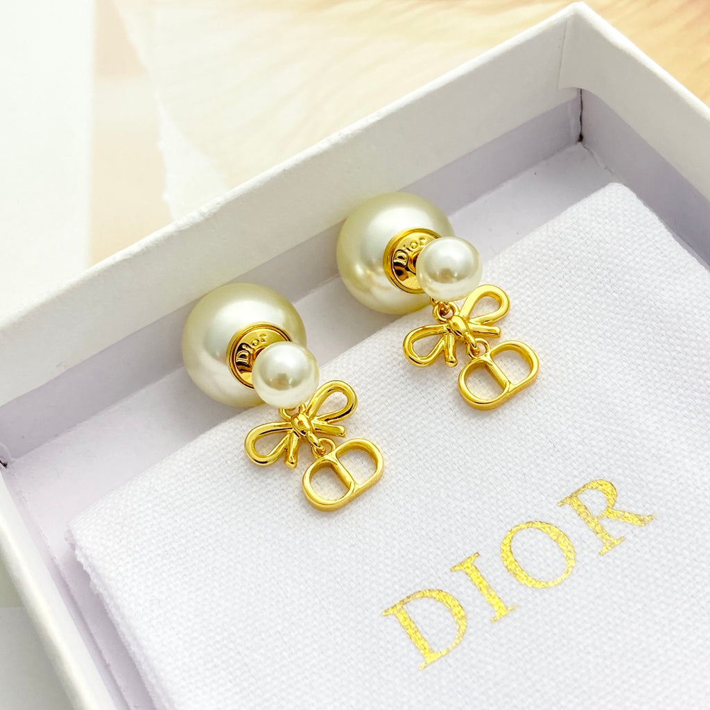 Dior CD Bow Double-Pearl-Look Earrings - product image 6