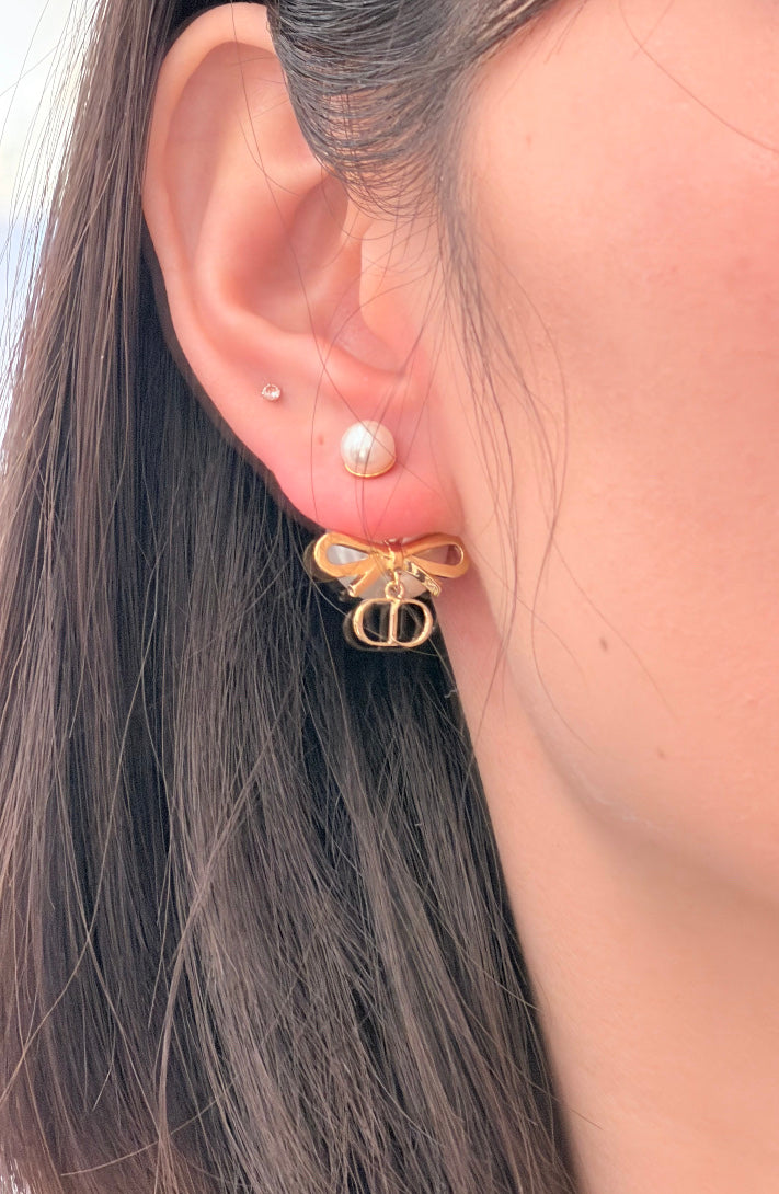Dior CD Bow Double-Pearl-Look Earrings - product image 9