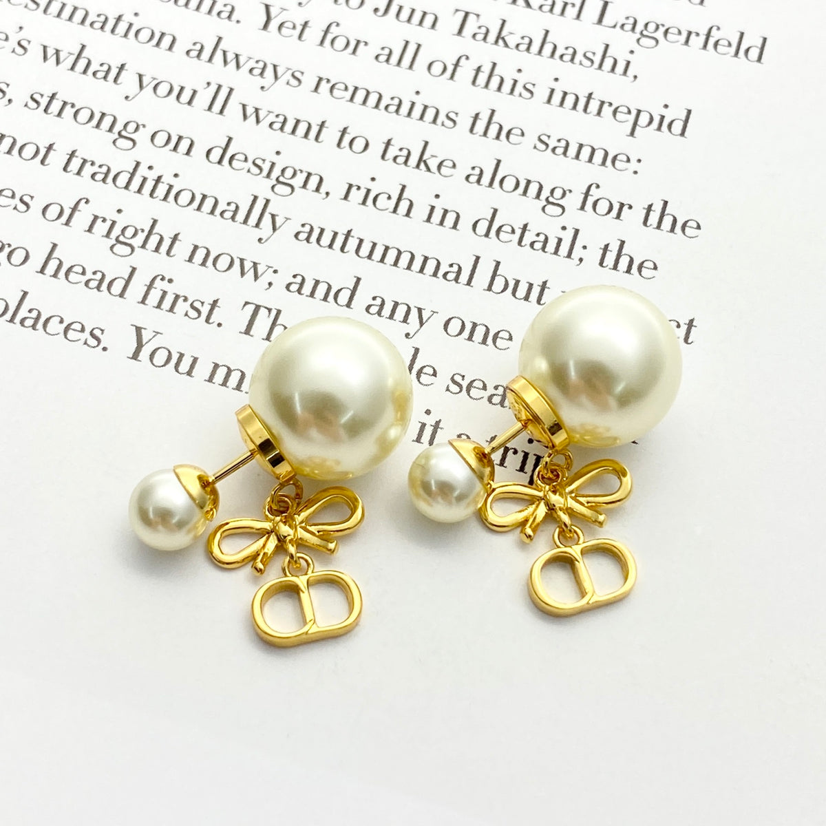 Dior CD Bow Double-Pearl-Look Earrings - product image 8