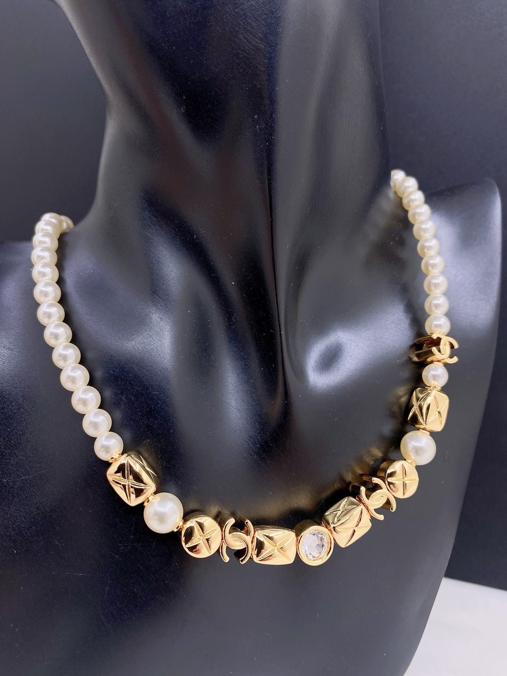 Chanel Dice Gold-Tone Pearl Necklace - album image 2
