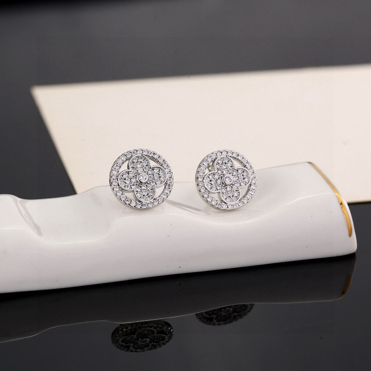 Louis Vuitton Silver-Tone Circular Monogram Stud Earrings - album image 6