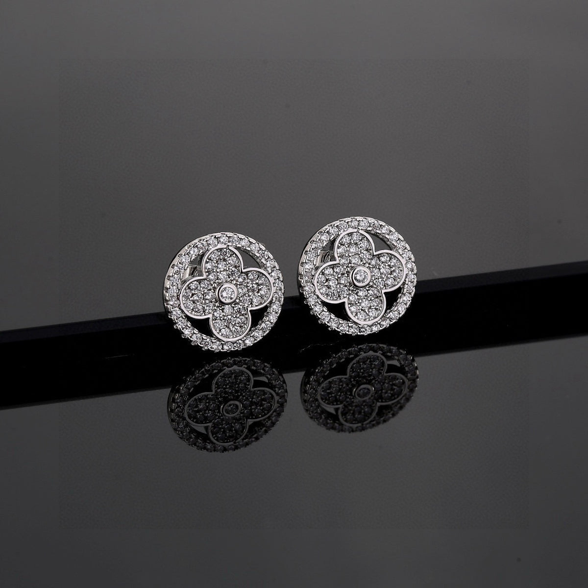 Louis Vuitton Silver-Tone Circular Monogram Stud Earrings - album image 1