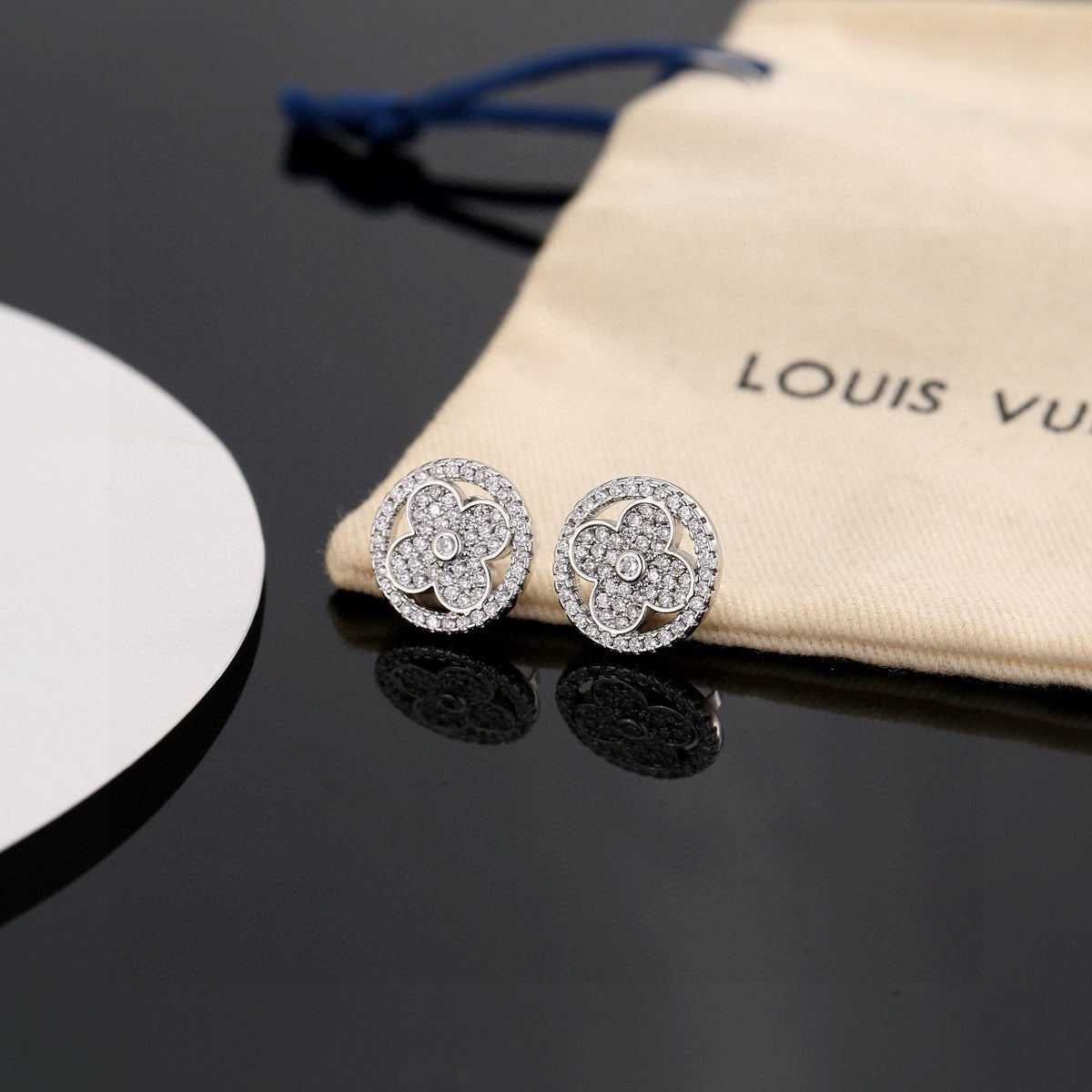 Louis Vuitton Silver-Tone Circular Monogram Stud Earrings - album image 3