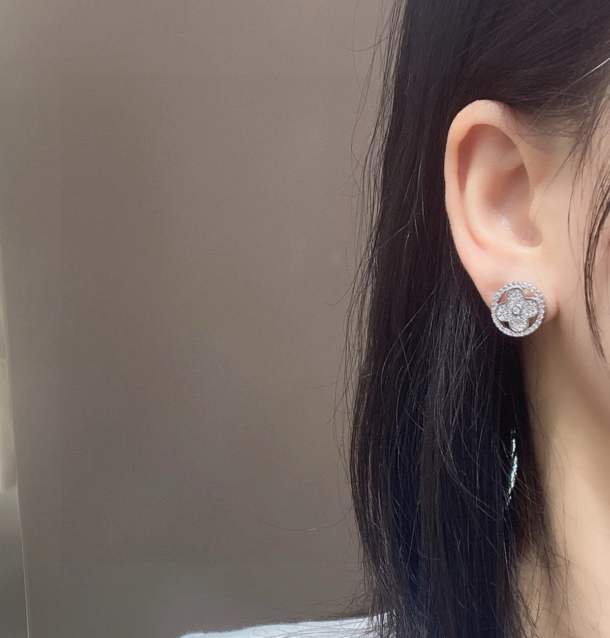 Louis Vuitton Silver-Tone Circular Monogram Stud Earrings - album image 2