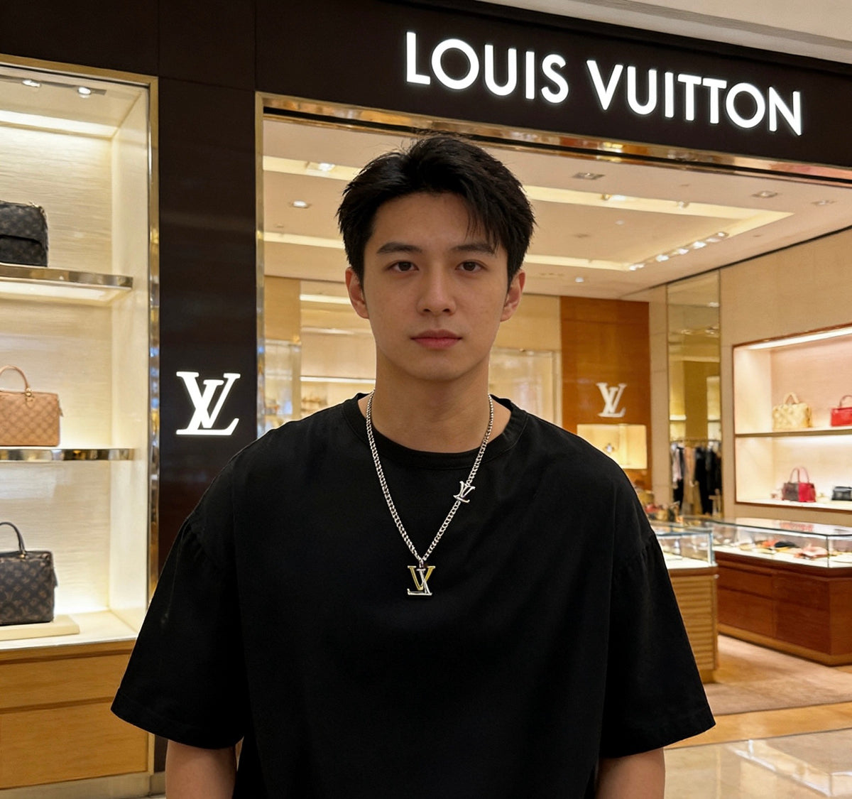 Louis Vuitton Silver-Tone Antiqued Chain Necklace - album image 3