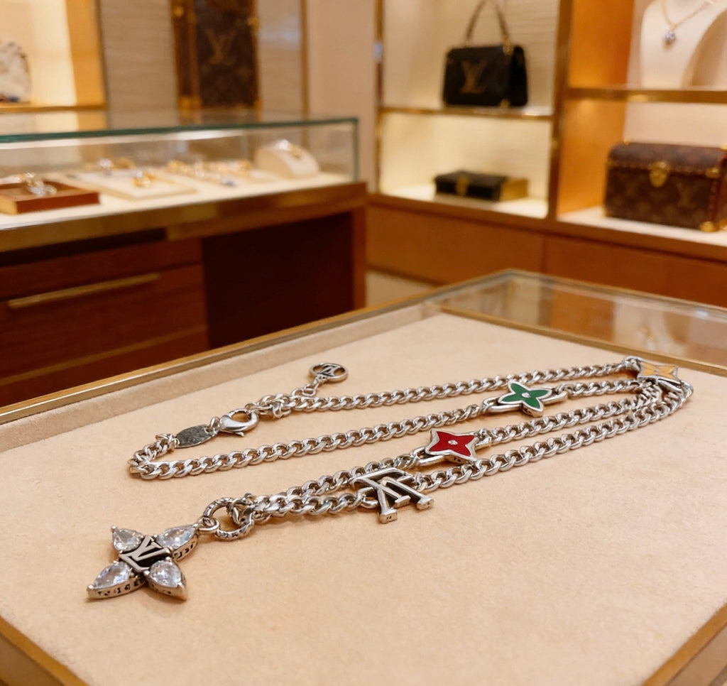 Louis Vuitton Silver-Tone Antiqued Chain Necklace - album image 1