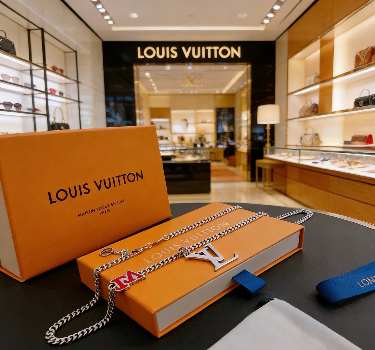 Louis Vuitton Silver-Tone Antiqued Chain Necklace - album image 3