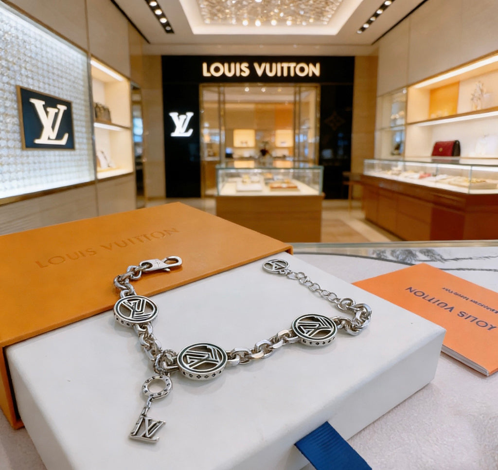 Louis Vuitton Silver-Tone Antiqued Cuban Link Chain Bracelet - album image 3