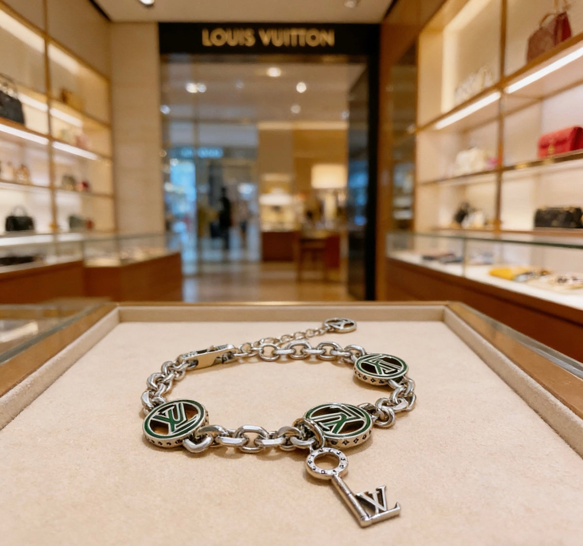 Louis Vuitton Silver-Tone Antiqued Cuban Link Chain Bracelet - album image 1