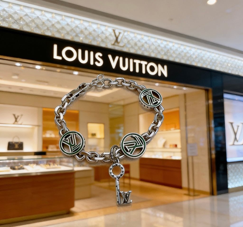 Louis Vuitton Silver-Tone Antiqued Cuban Link Chain Bracelet - album image 2