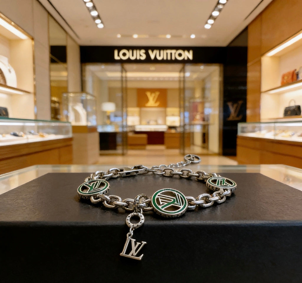 Louis Vuitton Silver-Tone Antiqued Cuban Link Chain Bracelet - album image 5