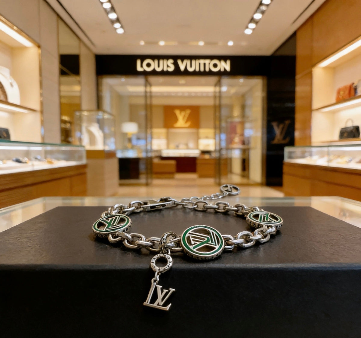 Louis Vuitton Silver-Tone Antiqued Cuban Link Chain Bracelet - album image 5