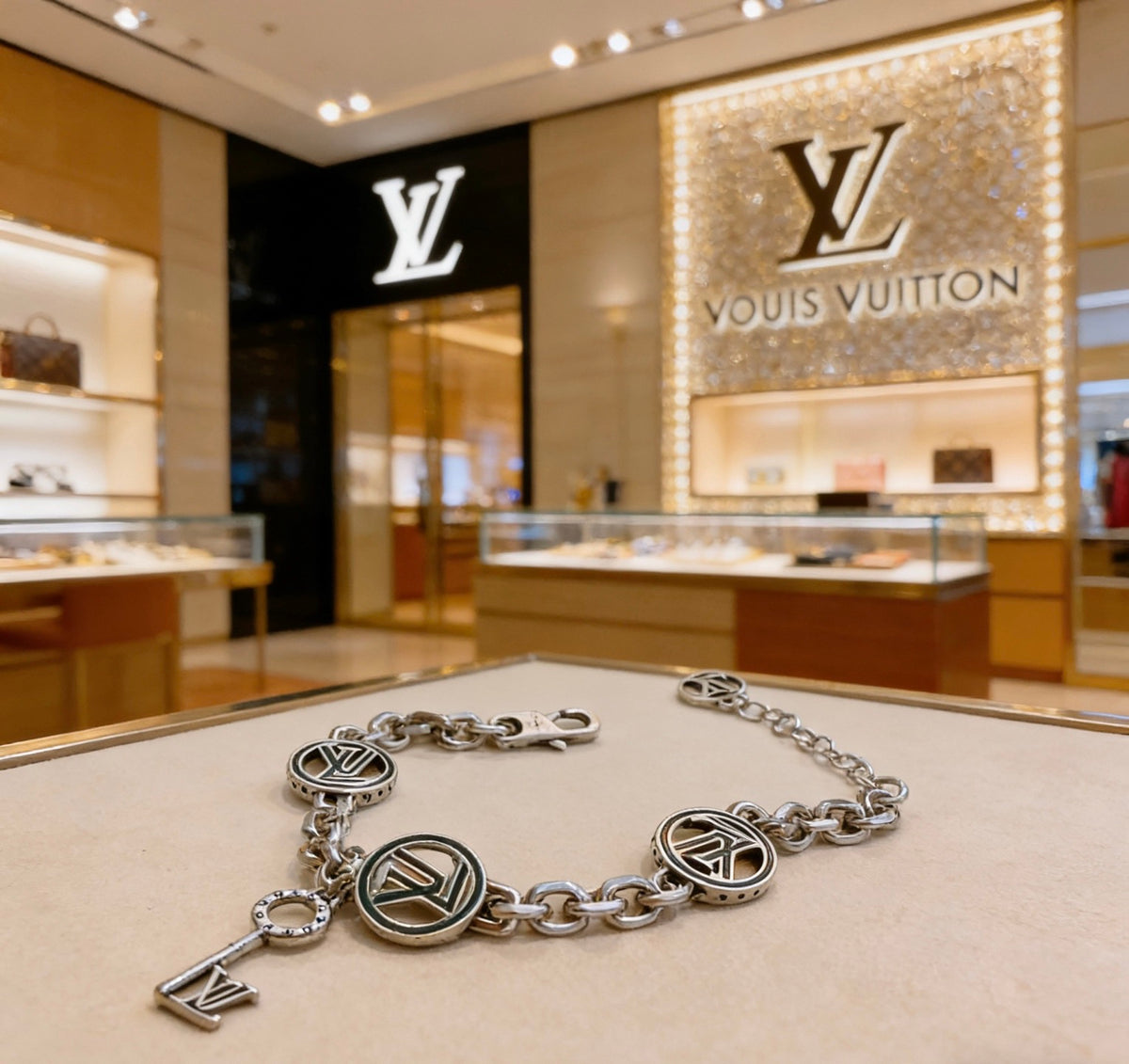 Louis Vuitton Silver-Tone Antiqued Cuban Link Chain Bracelet - album image 6