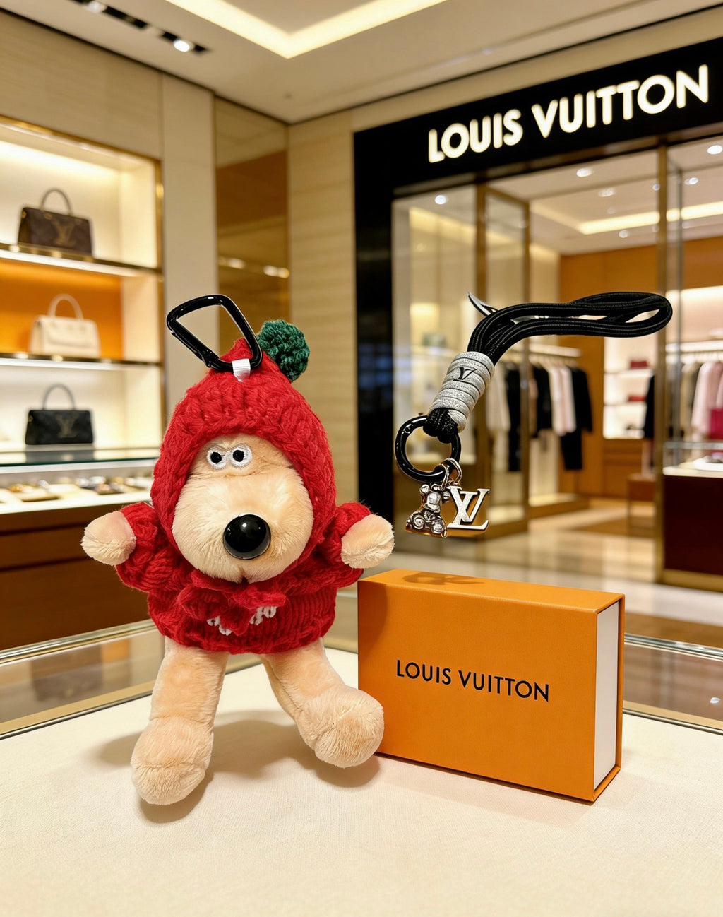 Louis Vuitton Red Hooded Plush Character Bag Charm - album image 1