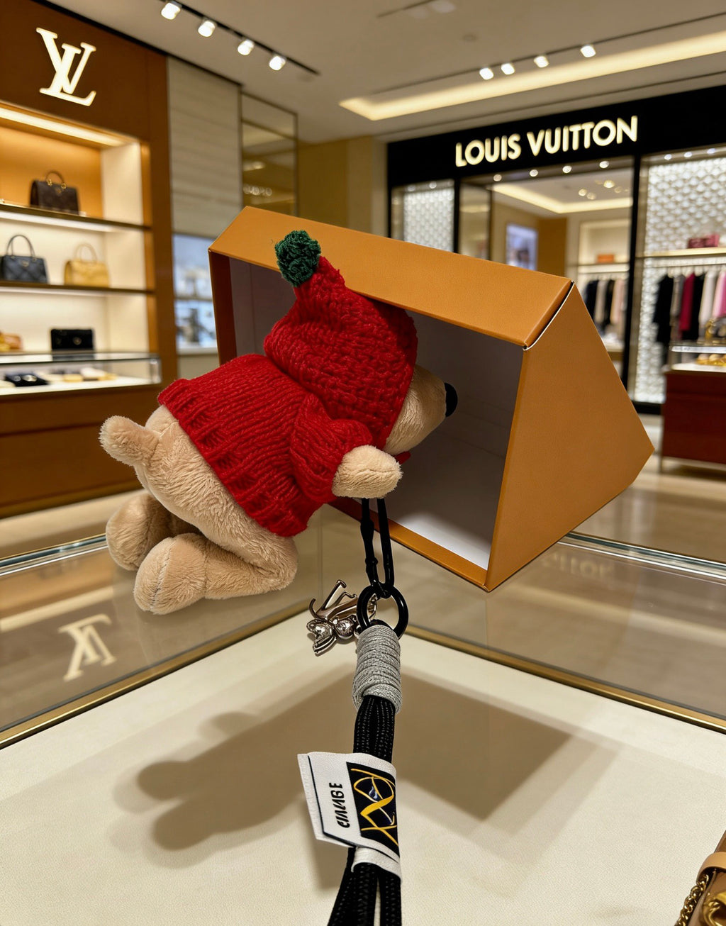 Louis Vuitton Red Hooded Plush Character Bag Charm - album image 4