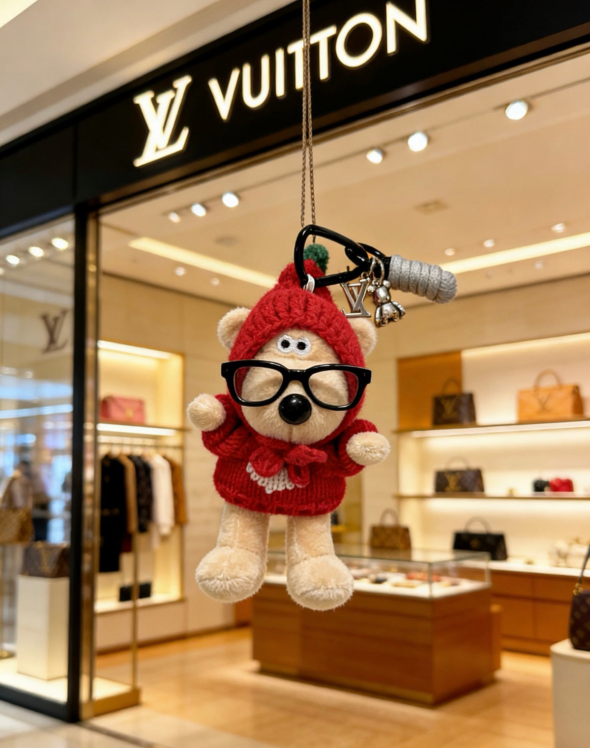 Louis Vuitton Red Hooded Plush Character Bag Charm - album image 3