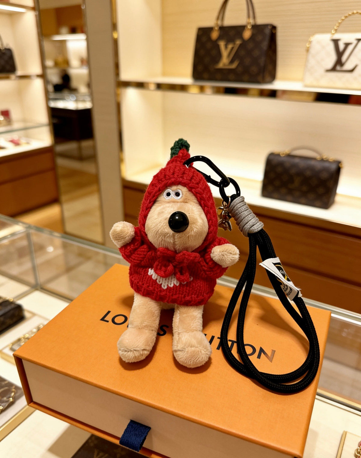 Louis Vuitton Red Hooded Plush Character Bag Charm - album image 5