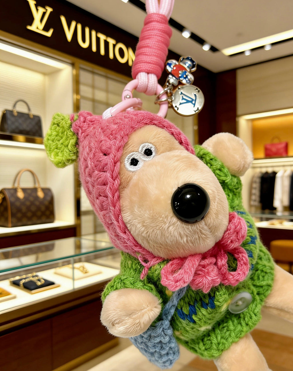 Louis Vuitton Pink Hooded Plush Character Bag Charm - album image 2