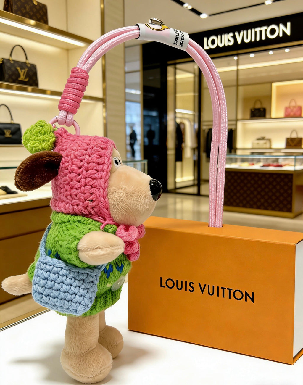 Louis Vuitton Pink Hooded Plush Character Bag Charm - album image 4