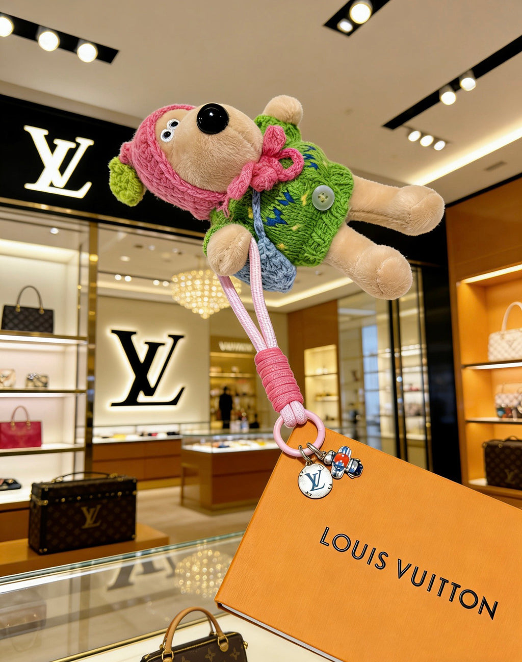Louis Vuitton Pink Hooded Plush Character Bag Charm - album image 6