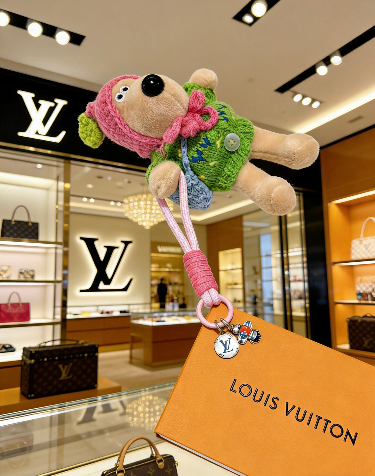 Louis Vuitton Pink Hooded Plush Character Bag Charm - album image 6