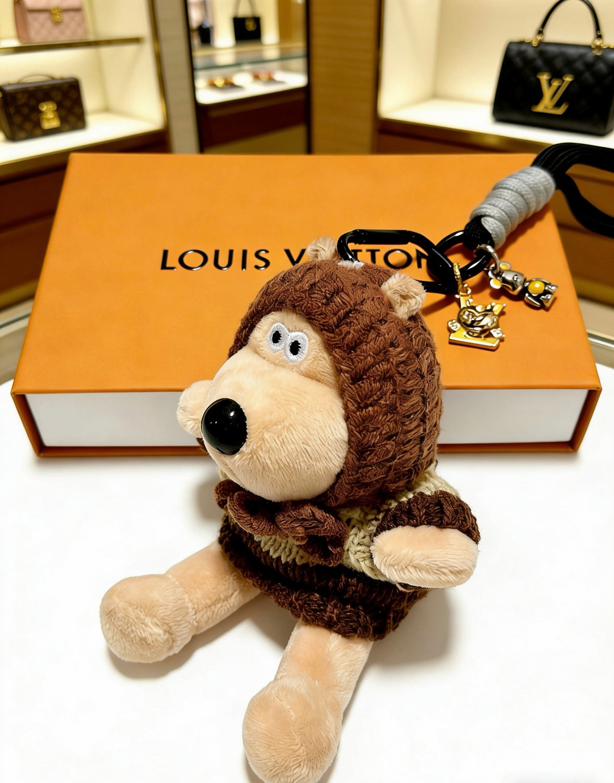 Louis Vuitton Brown Hooded Plush Character Bag Charm - album image 3