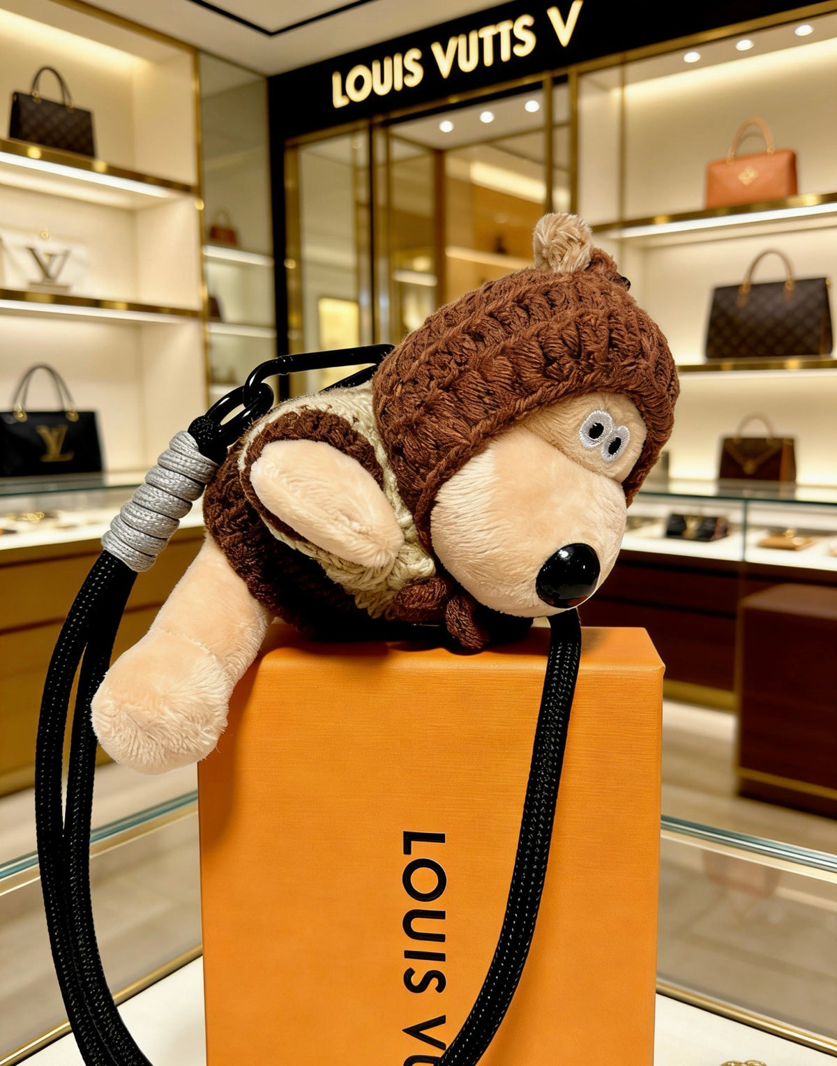Louis Vuitton Brown Hooded Plush Character Bag Charm - album image 2