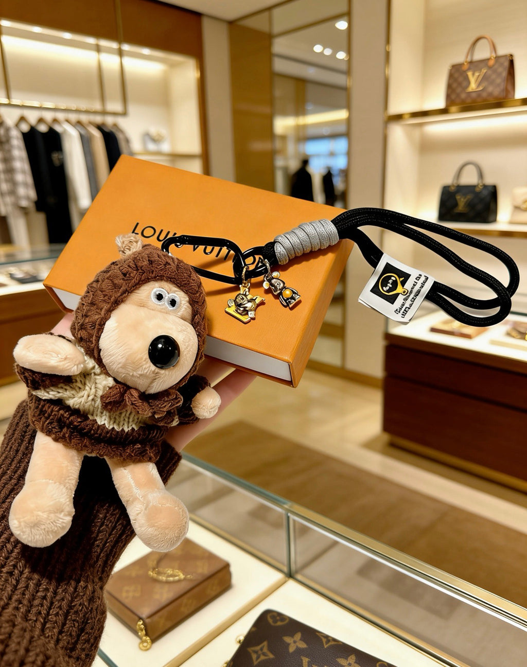 Louis Vuitton Brown Hooded Plush Character Bag Charm - album image 1