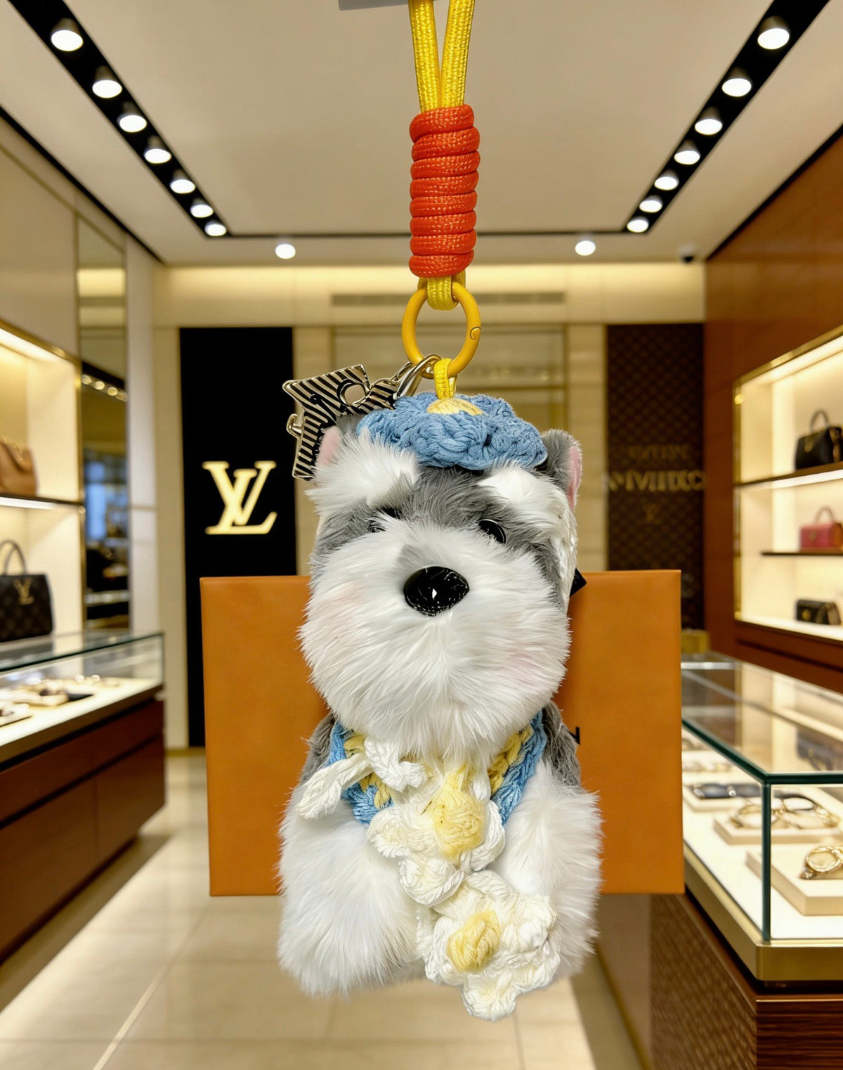 Louis Vuitton Gray and Yellow Plush Character Bag Charm - album image 3