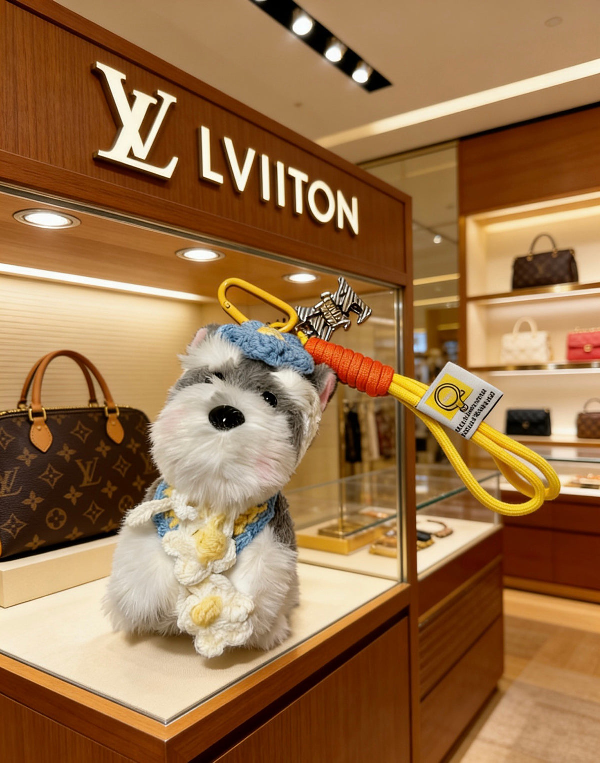 Louis Vuitton Gray and Yellow Plush Character Bag Charm - album image 2