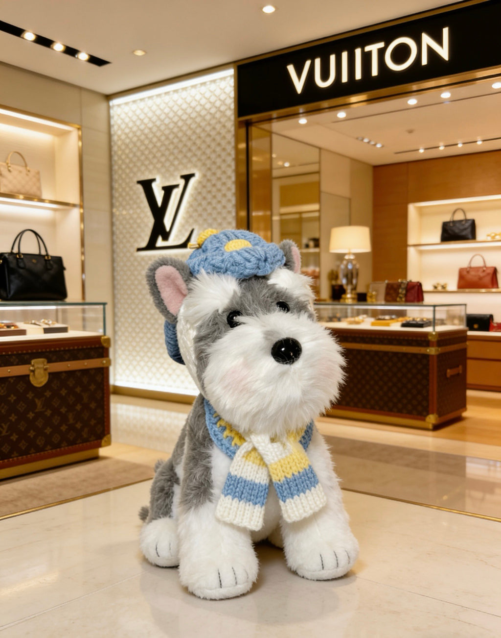 Louis Vuitton Gray and Yellow Plush Character Bag Charm - album image 5