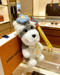 Louis Vuitton White Plush Character Bag Charm with Colorful Flower Headpiece - album image 1